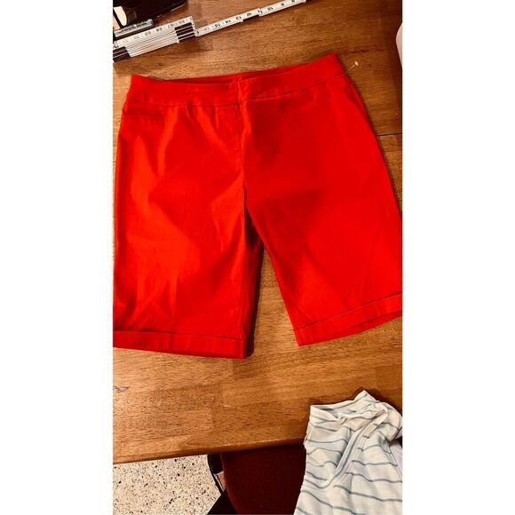 Soft Surroundings Red Pull On Bermuda Shorts Size 14 - Picture 1 of 8